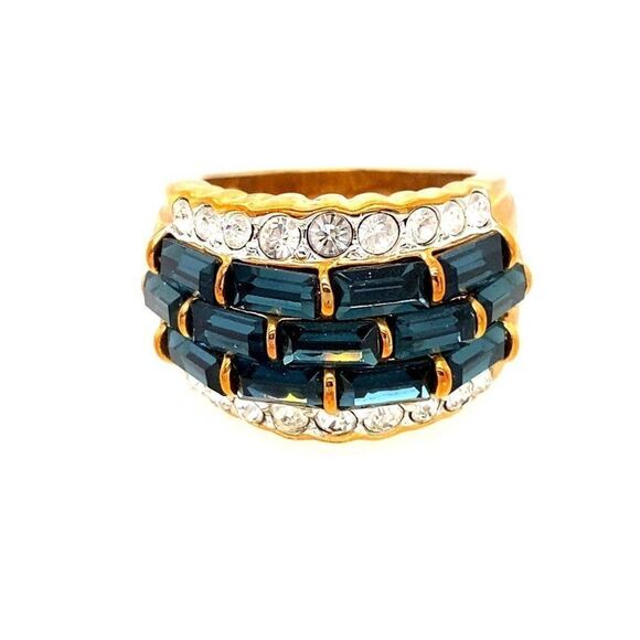 Blue & White Stones Thick Ring - Picture 1 of 6